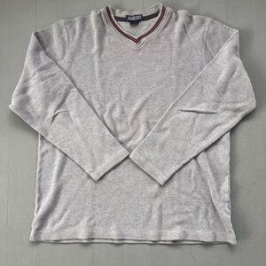 Men's Gray Lands End Y2K waffle pullover Large